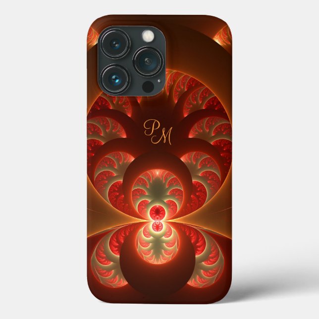 Iniciais Fractais Luminosos Vermelho Abstrato Lara (Verso)