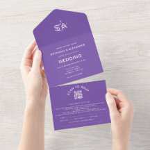 Iniciais minimalistas Casamento Roxo do Código QR