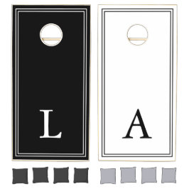 Iniciais minimalistas em preto-e-branco personaliz