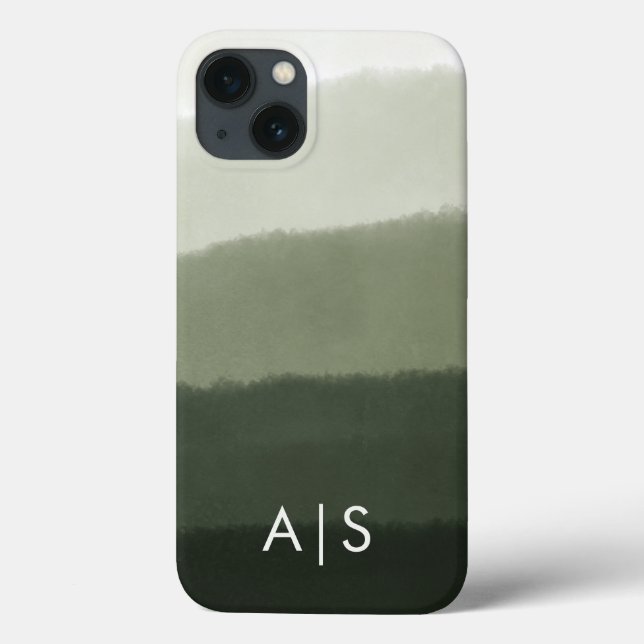 Iniciais Monogramadas Elegantes Selva Verde Ombre (Verso)
