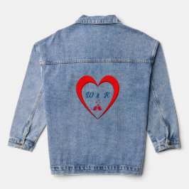 Iniciais na Jaqueta de Denim do Coração