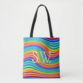 Iniciais personalizadas do Rainbow Pride Tote Bag.