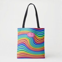 Iniciais personalizadas do Rainbow Pride Tote Bag.