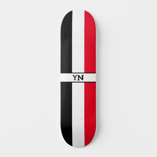 Iniciais personalizados: skate preto, branco e ver (Frente)