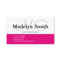 Iniciais Rosa Negrito Moderno - Cartão de visita