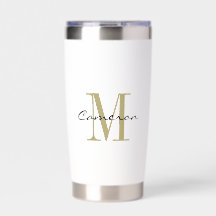 Inicial do Monograma Dourado e Nome Personalizado