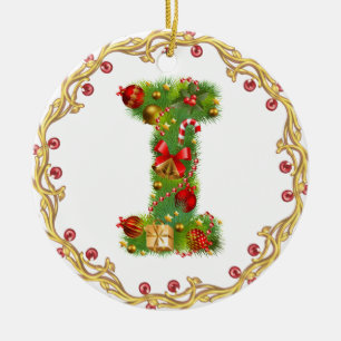 inicial mim enfeites de natal monogrammed -