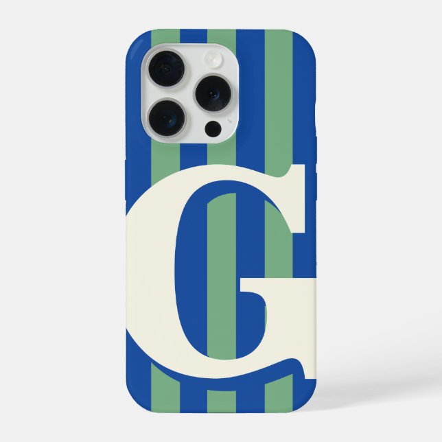 Inicial Personalizada Ousada, Listra Azul e Verde (Verso)