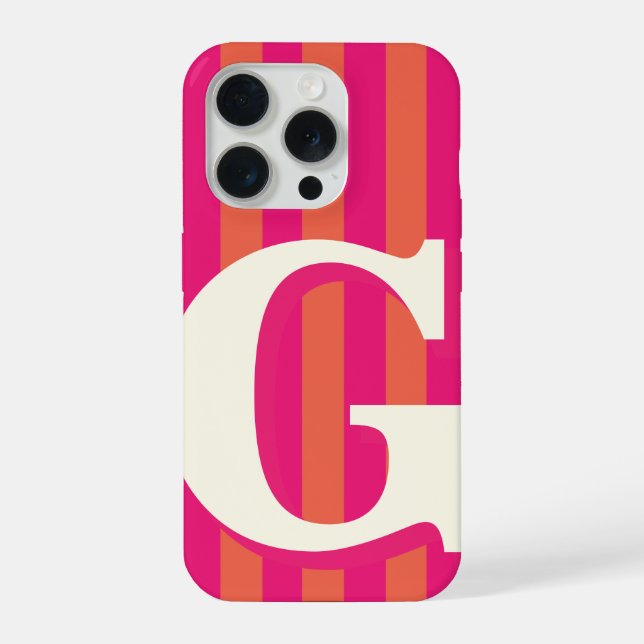 Inicial Personalizada Ousada, Listra Rosa e Laranj (Verso)