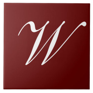 Inicial W Monograma Branco no Vermelho Escuro