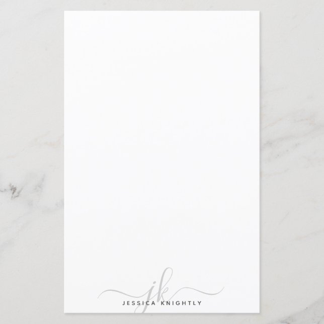 Iniciales de Monograma Cinza Moderno Minimalista (Frente)