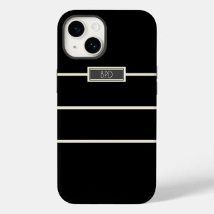 Iniciales Monogramadas Minimalistas Modernas Preto