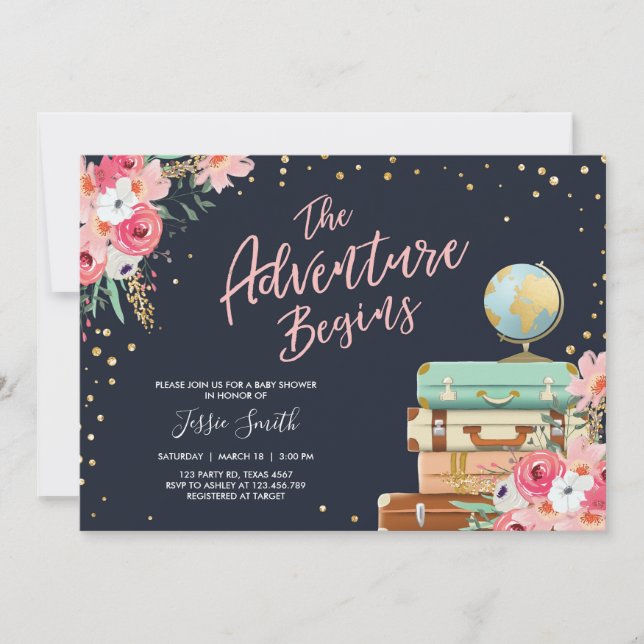 Início do convite para Chás de fraldas com viagem (Frente)