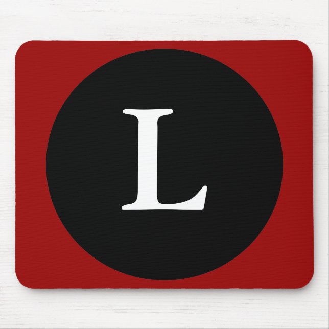 Initial L / Letter L Red Black & White Mousepad (Frente)