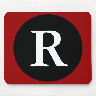Initial R / Letter R Red Black & White Mousepad