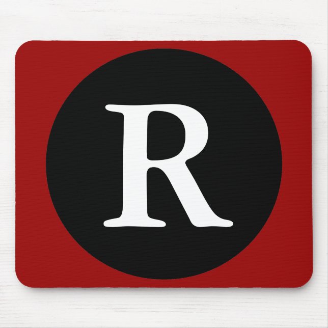 Initial R / Letter R Red Black & White Mousepad (Frente)