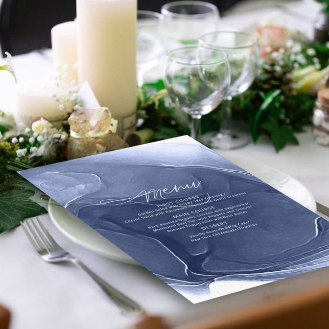 Ink Flow Wedding Menu Blue ID762 (Criador carregado)