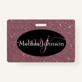 Inscrição Dourada de Rosa elegante no Crachá preto