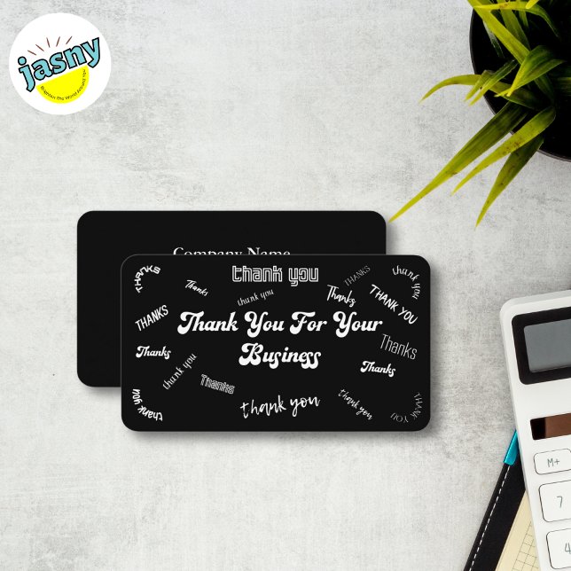 Inserção/ Cartão de visita de "Obrigado" preto e b (Criador carregado)