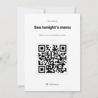Inserção de cartão de menu com código QR para rest