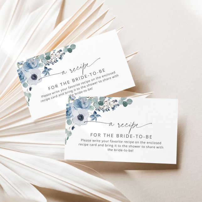 Inserção de cartão de receita floral azul poeirent (Criador carregado)