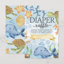 Inserção de Cartão de Rifa de Fraldas Oceano Sob o