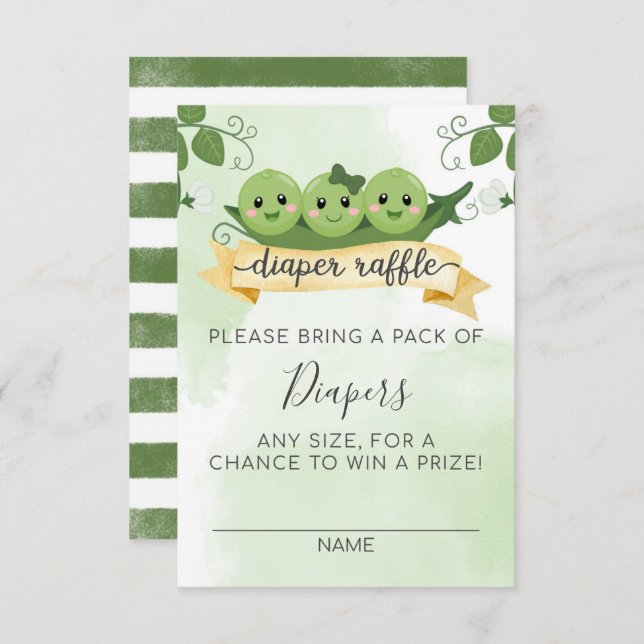 Inserção de Cartão de Rifas de Fraldas Três Ervilh (Frente/Verso)