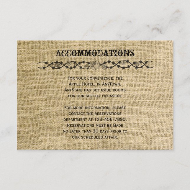 Inserção de Casamento Burlap Ocidental (Frente)