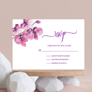 Inserção de Casamento de RSVP de Orquídea Roxo de 