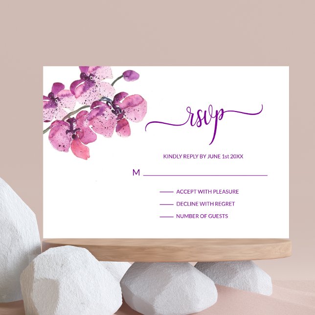 Inserção de Casamento de RSVP de Orquídea Roxo de  (Criador carregado)