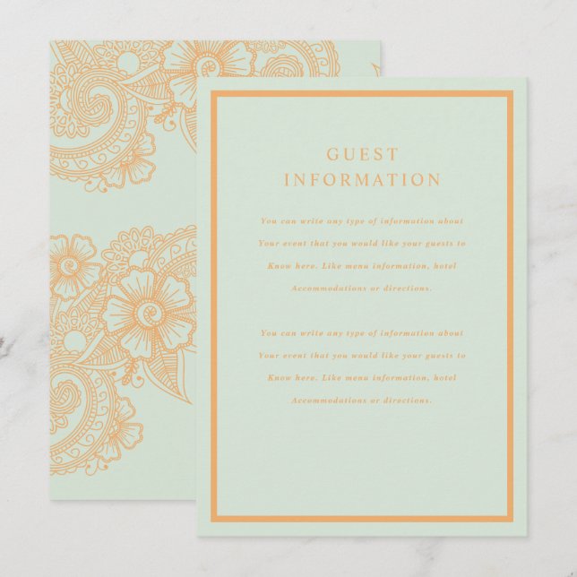 Inserção de Casamento Mehndi (Frente/Verso)