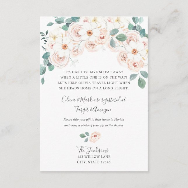 Inserção de chá de bebê à longa distância (Frente)