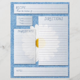 Inserção de Livro de Receitas Jeans Daisy Country