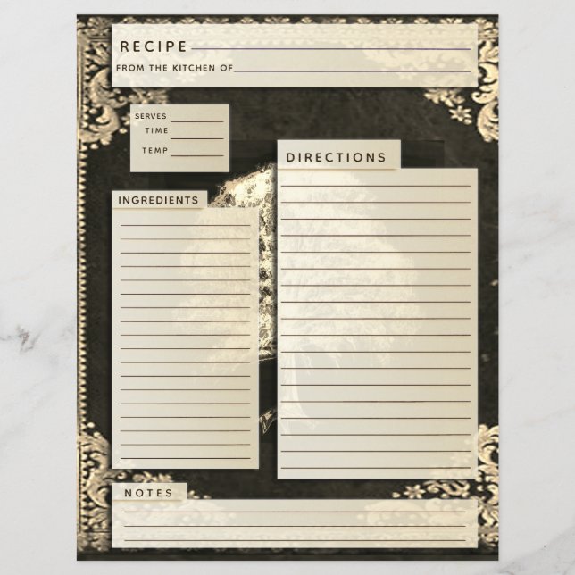 Inserção de Receita de Família Vintage (Frente)