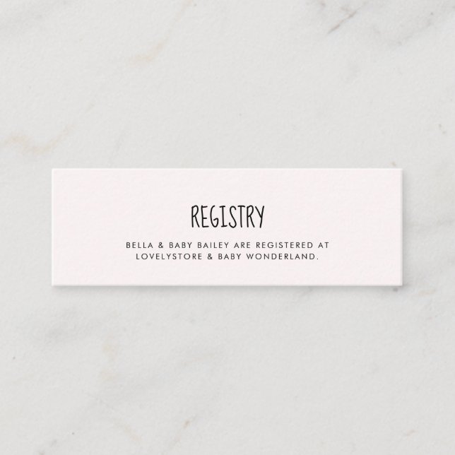 Inserção do cartão de registro do Chá de fraldas e (Frente)