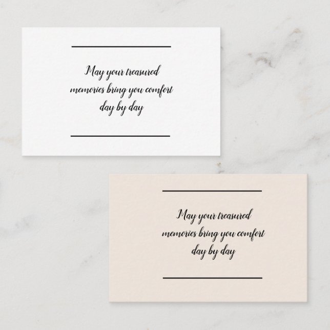 Inserção do cartão - simpatia - Condolência (Frente/Verso)