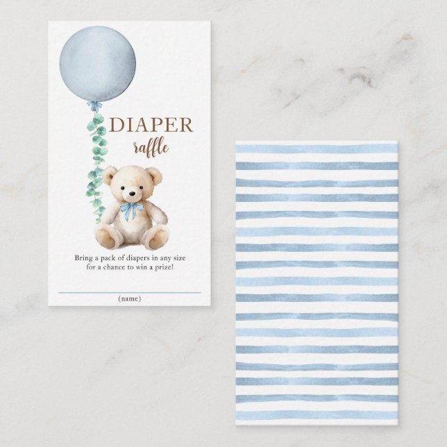 Inserção do Chá de fraldas da Fralda do urso azul (Frente/Verso)