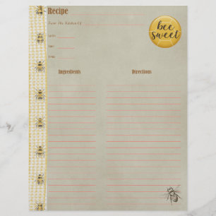 Inserção doce do livro de receitas da abelha