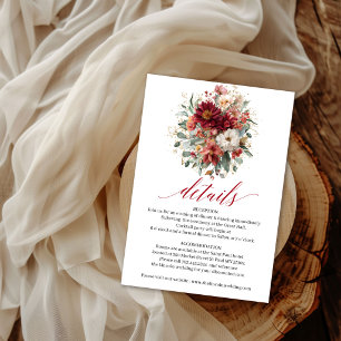 Inserção Floral Boho Vermelho Profundo Outono com