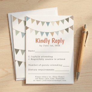 Inserção RSVP de chá de fraldas de bunda pastel co