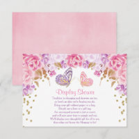 Inserções de chuveiro de borboleta rosa e dourado