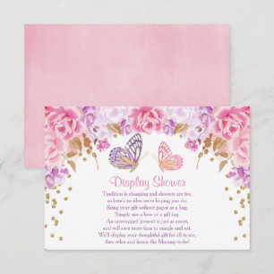 Inserções de chuveiro de borboleta rosa e dourado