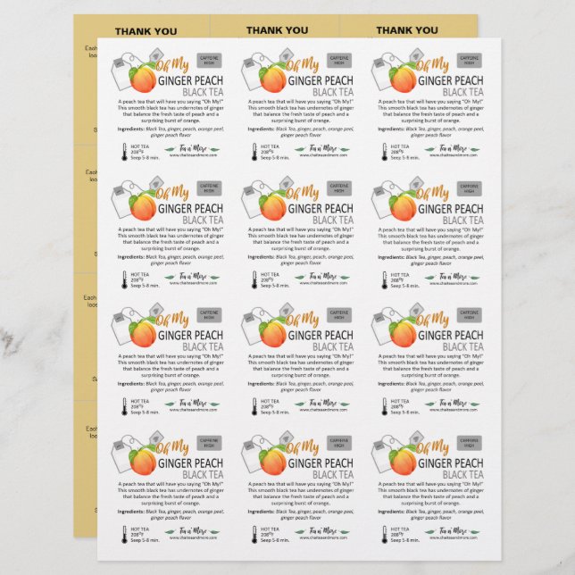 Inserções de Exemplo de Pêssego 3x4 Pequeno Quadra (Frente/Verso)