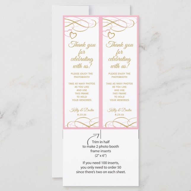 Inserções de quadros de fotos de casamento (rosa e (Frente)