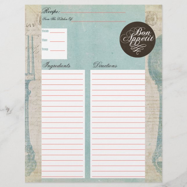 Inserções de Receita de Letras Antigas (Frente)