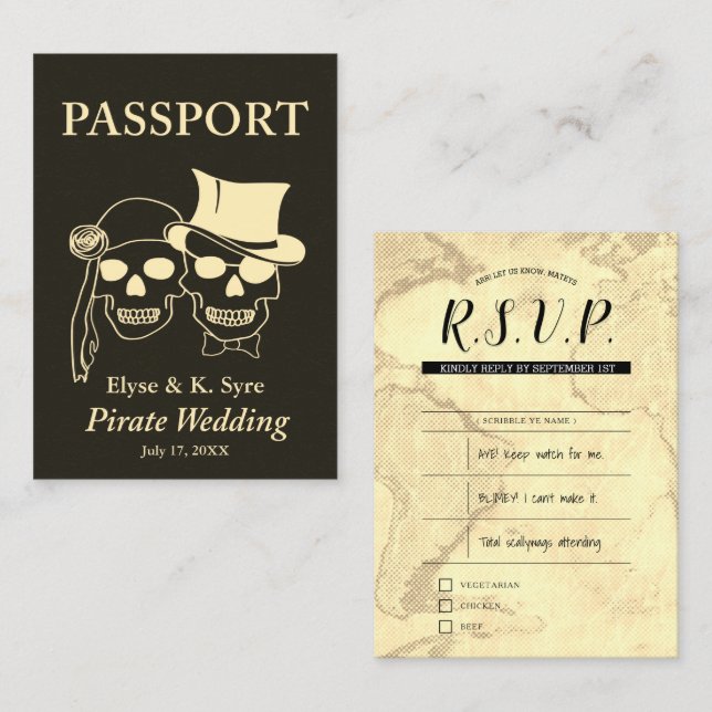 inserções de rsvp de casamento pirata (Frente/Verso)