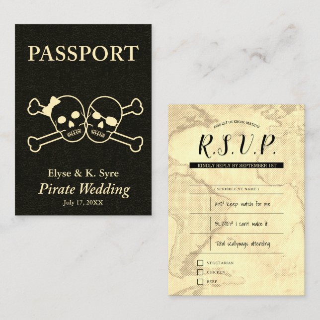inserções de rsvp de casamento pirata (Frente/Verso)