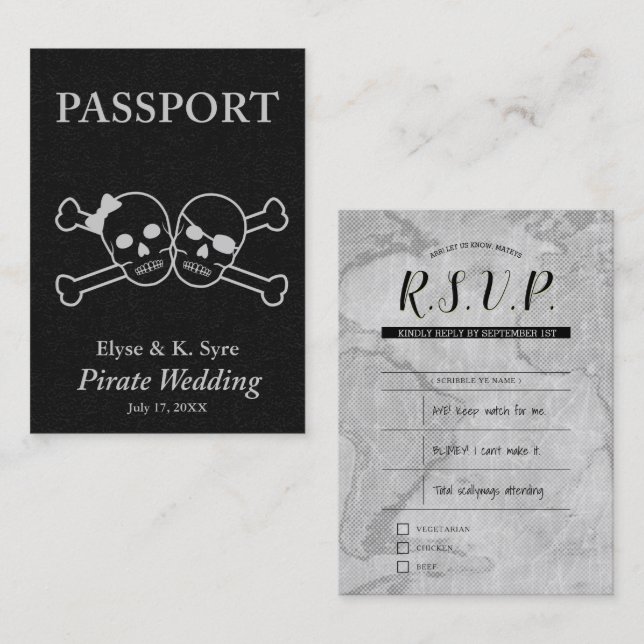 inserções de rsvp de casamento pirata (Frente/Verso)