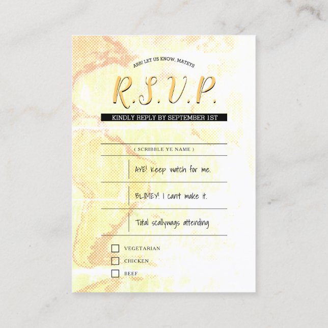 inserções de rsvp de casamento pirata (Verso)