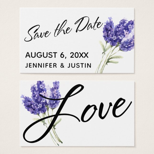Inserir Flor de Lavanda Aquarela Salve a Data (Frente & Verso)